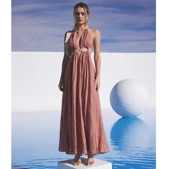 cult gaia Dresses & Skirts - Cult Gaia Pink Halter Maxi Dress